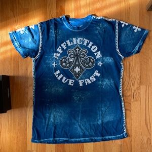 Affliction blue short sleeve shirt, Men’s size XL
